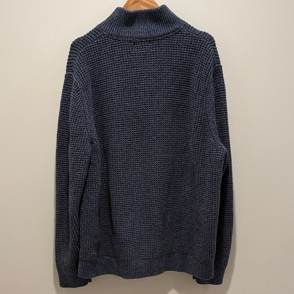 L.L. Bean Mens Heavyweight Organic Cotton Waffle Knit Full-Zip Sweater – Navy XL - Picture 5 of 7